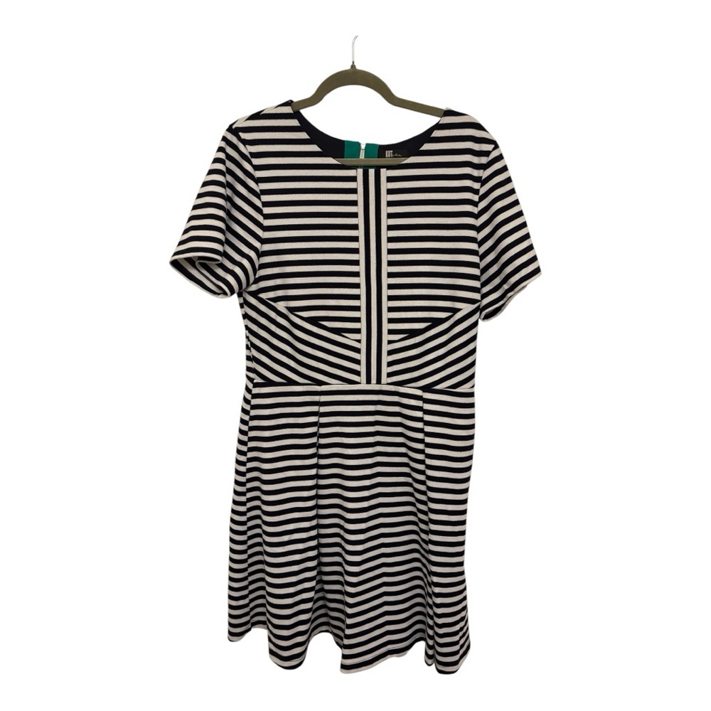 Kut from the Kloth Navy & White Knit Sheath Dress Office Chic Workwear – Size 14